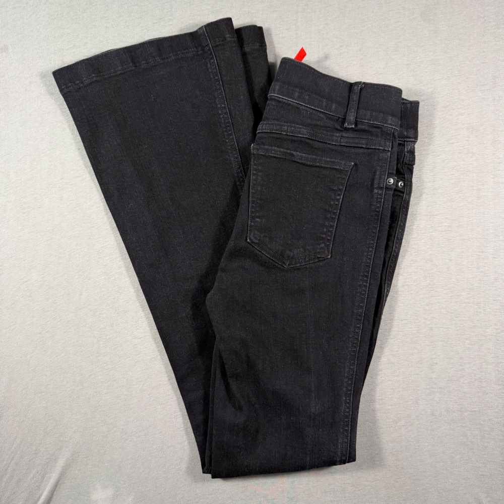 Spanx Flare Jeans Midnight Black High Rise Pull On Stretch Denim Petite Small